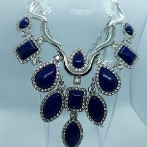 Stunning Faux Blue Lapis Statement Necklace